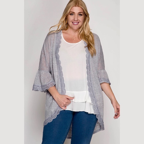 Anthropologie Sweaters - ➕HP | "Violet" 3/4 Bell Sleeve Cardigan w Lace➕